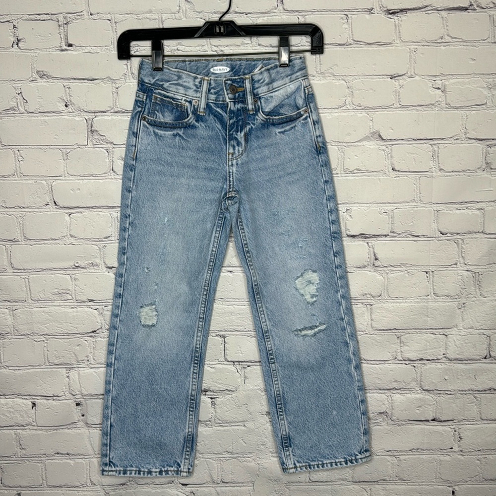 Old Navy Boys Light Wash Distressed Straight Leg Jeans